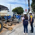 Ageman monitora serviços de reparo de vazamento em rede de abastecimento de água no bairro Cachoeirinha