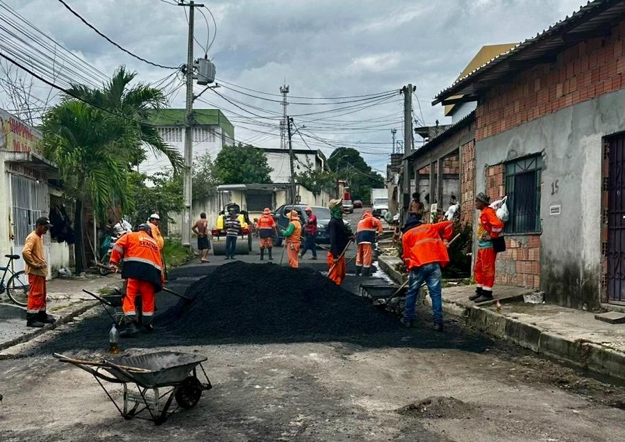 Tancredo Neves vira canteiro de obras com ‘Mutirão no Bairro’ e ruas ganham asfalto com ação da prefeitura