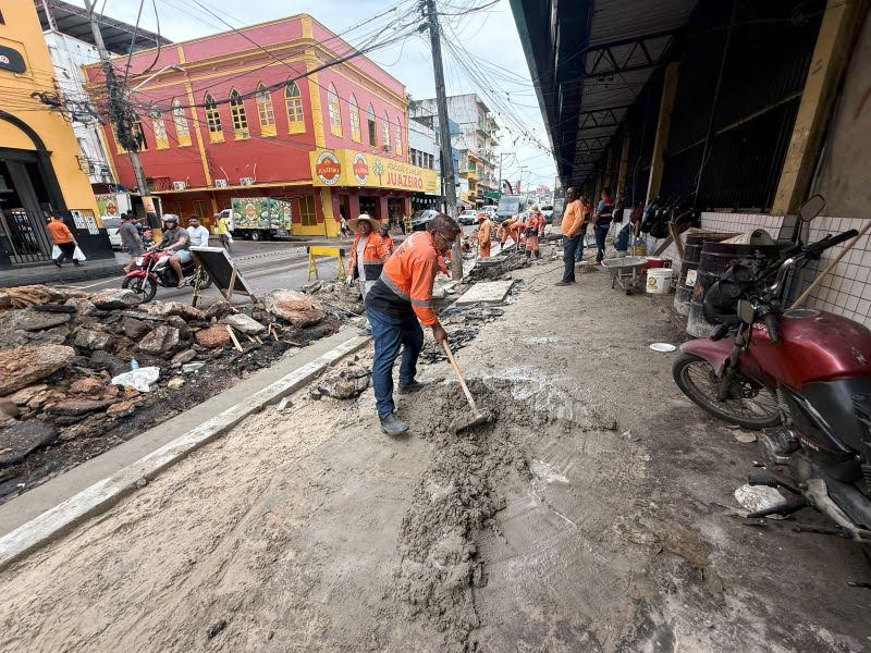 Prefeitura de Manaus intensifica obras do programa ‘Mutirão no Bairro’ no Centro
