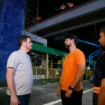 Prefeito Renato Junior acompanha avanço da concretagem do tabuleiro da nova passarela da avenida Torquato Tapajós