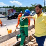 Prefeito Renato Junior vistoria obra no canteiro central da avenida Margarita com nova estrutura e paisagismo